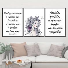 Imagem de Kit 3 Quadros Salmo17:8 Protege-me Senhor 45x34cm