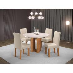 Imagem de Conjunto Sala de jantar Chiara Mesa Redonda com 4 Cadeiras Vênus Mel/Blonde/Bege