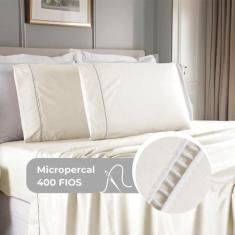 Imagem de Jogo De Cama Queen 400 Fios Percal 4 Peças Ponto Palito - Casa Dona