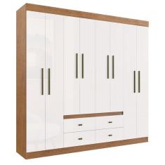 Imagem de Guarda Roupa Casal Mdp 08 Portas 04 Gavetas Las Vegas Cor: Nogueira Off White