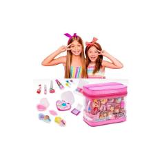 Imagem de Kit Maquiagem Infantil com Bolsa Maleta MakeBrinq - PoliBrinq
