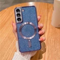 Imagem de Capa de telefone com brilho magnético chapeado para Samsung Galaxy S24 S23 S21 FE S22 Plus Ultra Soft TPU capa traseira, roxo claro, para Samsung S22 Plus