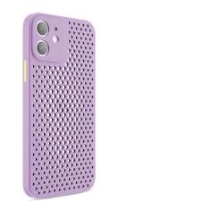 Imagem de Para iPhone 13 12 Mini 11 Pro Max X XR 8 7 6 6s Plus Capa de telefone de malha respirável com furo oco e resfriamento capa macia anti-impressão digital, roxa, para iPhone 7 8