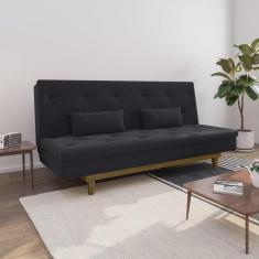 Imagem de Sofá Cama 3 Lugares em Suede Tokio Yescasa Preto/Castanho