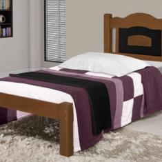 Imagem de Cama de Solteiro Paris de Madeira Maciça Tauari Imbuia/Preto