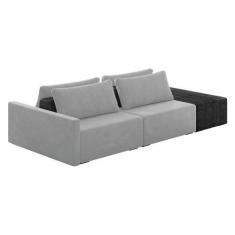 Imagem de Sofá Ilha 2 Lugares Living 252cm Modulado Sala Lary Veludo Cinza/PU Pt