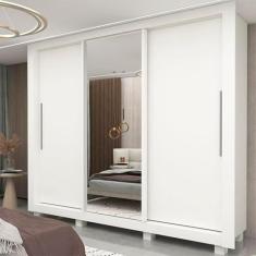Imagem de Guarda-roupa Casal 3 Portas 1 Porta Espelhada com Pés Milão Yescasa Branco