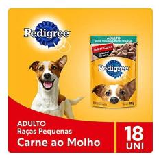 Imagem de Kit Ração Úmida Pedigree Sachê Carne ao Molho para Cães Adultos de Raças Pequenas 18x100g