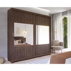 Imagem de Guarda Roupa 2 Portas De Correr E 4 Gavetas Ec- 2 Espelhos E Pés Blumenau Cacau - Panan