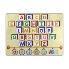 Imagem de Tapete educativo infantil com alfabeto de pelúcia macia antiderrapante para quarto de bebê para sala de jogos, quarto, sala de aula, 1,6 m x 1,8 m
