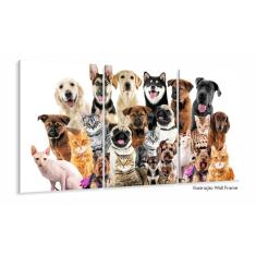 Imagem de Quadro Decorativo Cães E Gatos Pets Hd 120x60 Quarto Sala