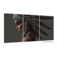 Imagem de Quadro Índio Americano Artístico Sala Em Tecido 120x60