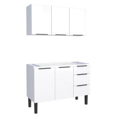 Imagem de Cozinha Completa Gabinete Para Pia 120cm e Armário Aéreo Jupter Cozimax Branco