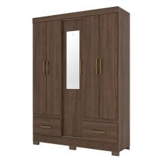 Imagem de Guarda Roupa Solteiro Chale Castanho Com Espelho - Briz Móveis