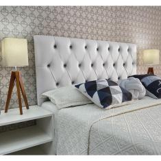 Imagem de Cabeceira Queen 160 Cama Box Luna Capitone Branco Corano Painel rbl