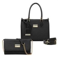 Imagem de Kit Bolsa Transversal Feminina Ombro Bolsa Cluth Alça Corrente