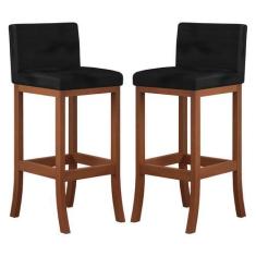 Imagem de Kit 2 Banquetas Média Estofada para Bancada Gourmet 38x90Cm Espanha Ma