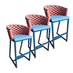 Imagem de 3 Banquetas Bali em Alumínio e Trico Náutica Trama