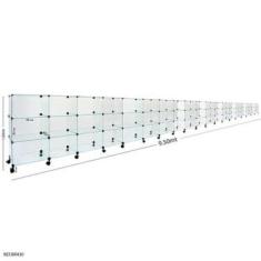 Imagem de Balcão de Atendimento Modulado em Vidro com Rodízios - 9,50 x 1,00 x 0