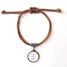 Imagem de DIYthinker Pulseira de couro com citações "Care and Tact Give You Balance Life", pulseira marrom para presente