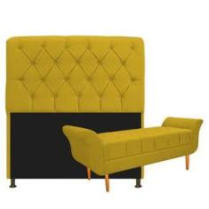 Imagem de Kit Cabeceira Lady e Recamier Ari 195 cm King Size Suede  - ADJ Decor