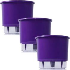 Imagem de Vaso Raiz Auto Irrigável Médio Roxo Temperos Kit Com 3 Peças