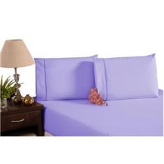 Imagem de Lençol Fronha Algodão 180 Fios 3 Peças Lilás Ponto Palito