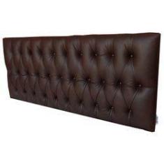 Imagem de Cabeceira Cama Box Queen Capitonê Vintage Corino Marrom 160 X 60 Rbl