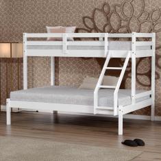 Imagem de Beliche Com Cama Casal Eco Madeira Maciça Branco Mobilistore