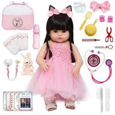 Imagem de Boneca Reborn Bailarina Morena 46cm Com Pelúcia 24 Itens - Cegonha Reb