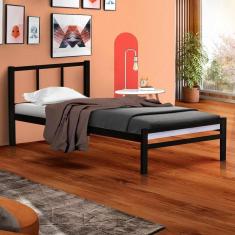 Imagem de Cama De Aço Solteiro Tubular 0.78 Preto Jane Jm Móveis