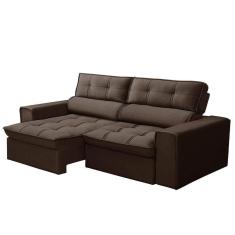 Imagem de Sofá Retrátil Reclinável 3 Lugares 240Cm Blanches F05 Veludo Marrom