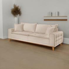 Imagem de Sofá Fixo Orfeu Até 3 Lugares Luxo 2,20m Bege Claro