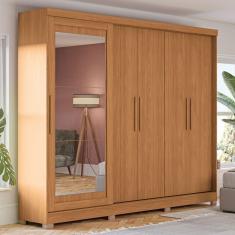 Imagem de Guarda-Roupa Casal 5 Portas 4 Gavetas com Espelho Canela - Kappesberg