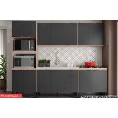 Imagem de Cozinha Modulada Completa Fhr001 Firenze 2 Aéreos 2 Balcões 1 Paneleiro 5pçs Avena/grafito Demóbile