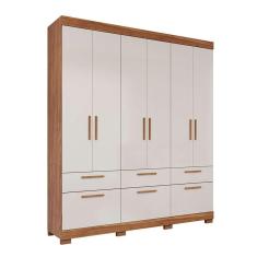 Imagem de guarda-roupa casal porto 7 pt 5 gv cinamomo e off white