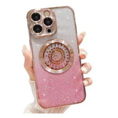 Imagem de LY&SASIF Capa magnética projetada para iPhone 14 Pro Max [compatível com MagSafe], linda capa de telefone floral transparente com glitter para mulheres e meninas, capa protetora fina de TPU macio com