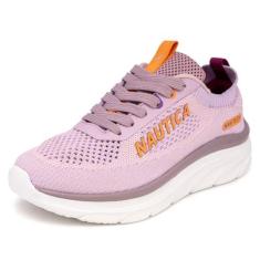 Imagem de Nautica Tênis de corrida feminino moderno com cadarço casual com amortecimento máximo, Lilac Fun-venera, 38