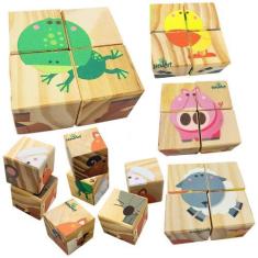 Imagem de Brinquedo Para Bebê Quebra Cabeça Montessori Animais 8 Pçs - Newart