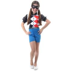 Imagem de Fantasia Arlequina Infantil Curta - Super Hero Girls - Dc comics, Unic