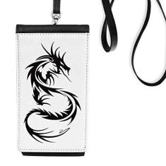 Imagem de Bolsa para celular Dragon Animal Art Grain contorno carteira para pendurar bolso preto