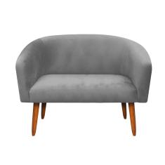 Imagem de Kit 01 Namoradeira 02 Lugares e 01 Poltrona Giratória Stella Suede Grafite Base Cromada - D'Rossi