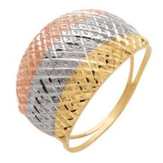 Imagem de Anel de Ouro 18k Tricolor Feminino Treccia - Meu Anel
