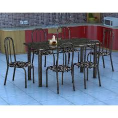 Imagem de Conjunto De Mesa Granada Com 6 Cadeiras Madri  Prata E  Floral Gr