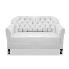 Imagem de Namoradeira Recamier Sofá Julia com Botonê para Sala de Estar Recepção Escritório Quarto Branco Suede - AM Decor