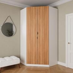 Imagem de Guarda Roupa de Canto Closet Modular 6 Prateleiras Hera CabeCasa MadeiraMadeira Branco Geada/Louro