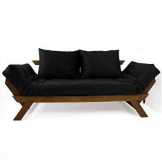 Imagem de Sofá Japão Futon Preto Madeira Maciça Cor Imbuia
