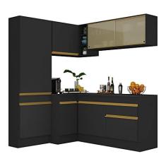 Imagem de Cozinha Completa de Canto com Rodapé Veneza Multimóveis Mp2089 com Armário e Balcão Preta
