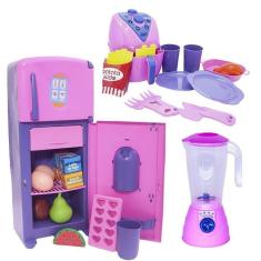 Imagem de Cozinha Infantil Rosa Menina Brinquedo Jantar Comida 25Pç