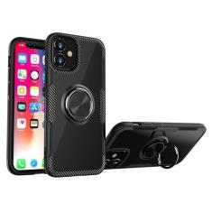 Imagem de SORAKA Capa transparente para iPhone 11 com suporte para anel,capa de PC rígida transparente Capa iPhone 11 com placa de metal para suporte magnético de telefone para carro